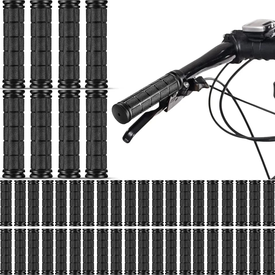48 Pcs Bike Handle Grips Black Replacement Non Slip Rubber Bicycle Handlebar Grips Tricycle Wheelchair Mountain Bike BMX MTB