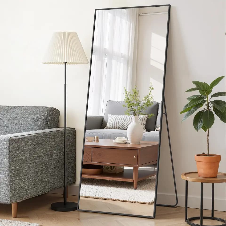 Mirror Full Length 64"x21", Rectangle Full Body Floor Mirrors with Stand