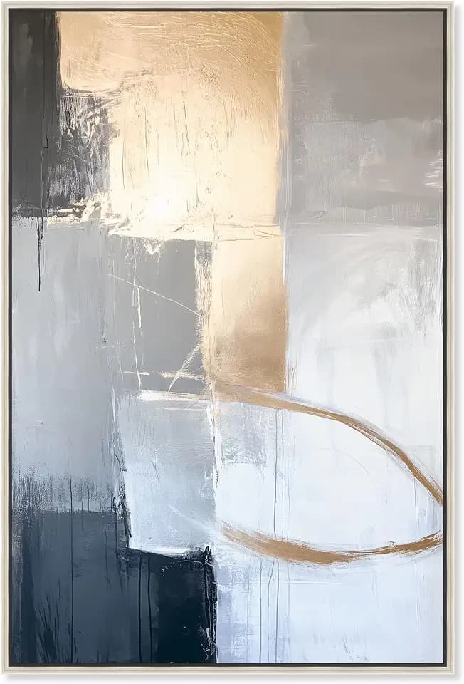 Art Remedy Illuminated Gold Edges Canvas Gemstone Abstract Art, Silver Frame, 30" x 45"