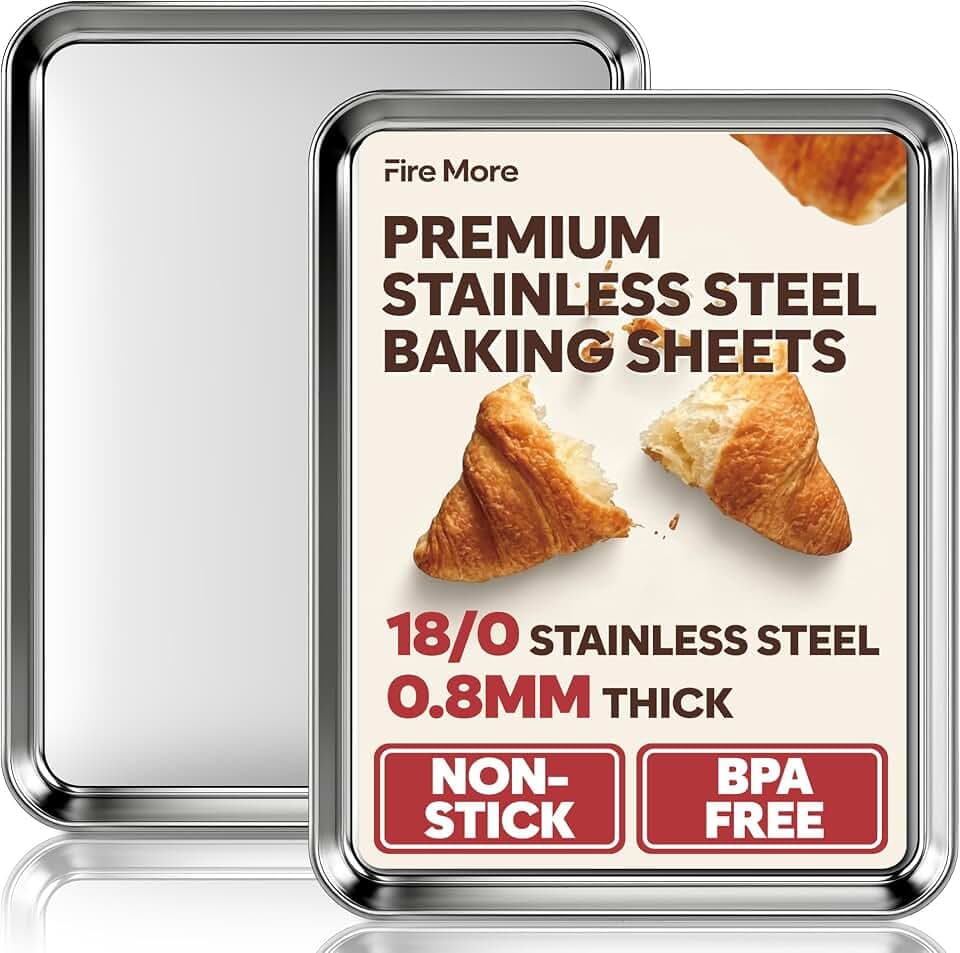 Jelly Roll Pan Set of 2, 15.9” x 12” Stainless Steel Cookie Sheets for Baking, Non Stick Baking Sheets for Oven Heavy Duty Baking Trays