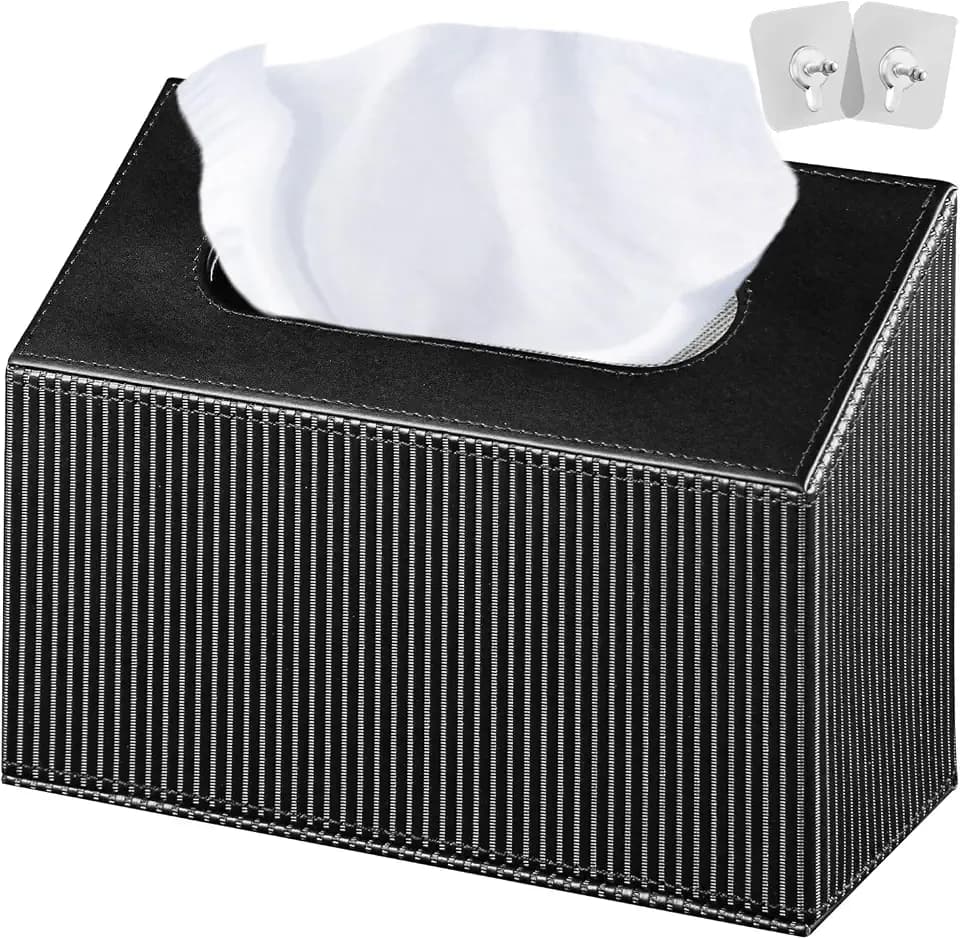 Hand Towel Box Cover Holder,PU Leather Hand Towel Case Compatible with Kleenex Disposable Paper Hand Towels, Black