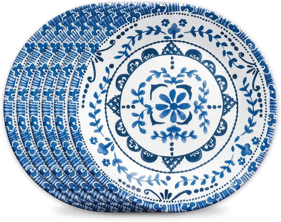 Corelle Vitrelle 6-Piece Appetizer Plates Set Triple Layer Glass and Chip Resistant, 6-3/4-Inch Lightweight Round Plates, Portofino