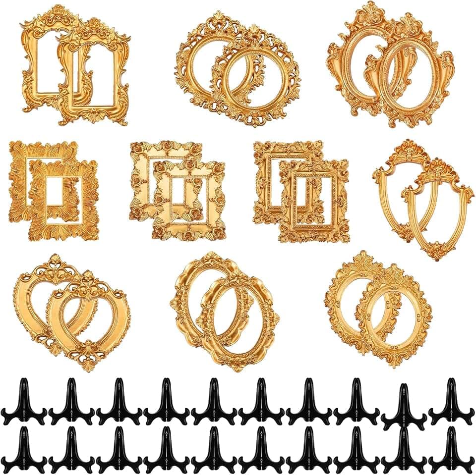 Vintage Resin Picture Frame 40 Pcs Mini Gold Photo Frame