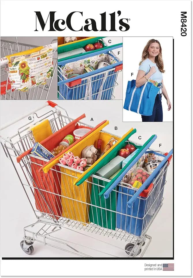 McCall's M8420OS Shopping Cart Bags Sewing Pattern Kit, Design Code M8420, One Size