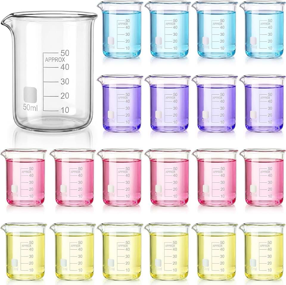 Tellegloww 20 Pcs 50ml Glass Beaker Set Griffin High Borosilicate Beaker