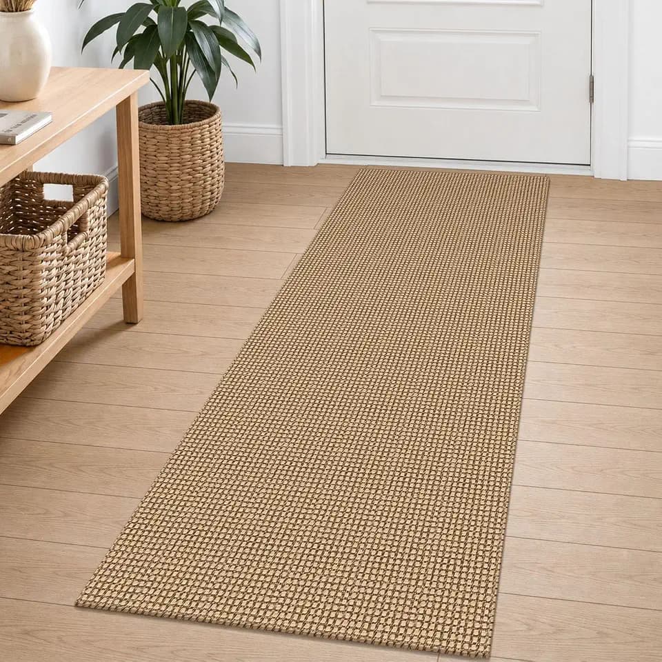 EARTHALL Woven Runner Rug 2x5 Ft Washable Runners for Hallways Cotton Non Slip Rubber Backed Kitchen Runner Braided Indoor Floor Carpet for Entryway, Hallway, Kitchen, Bedroom, Orange/Tan/Brown