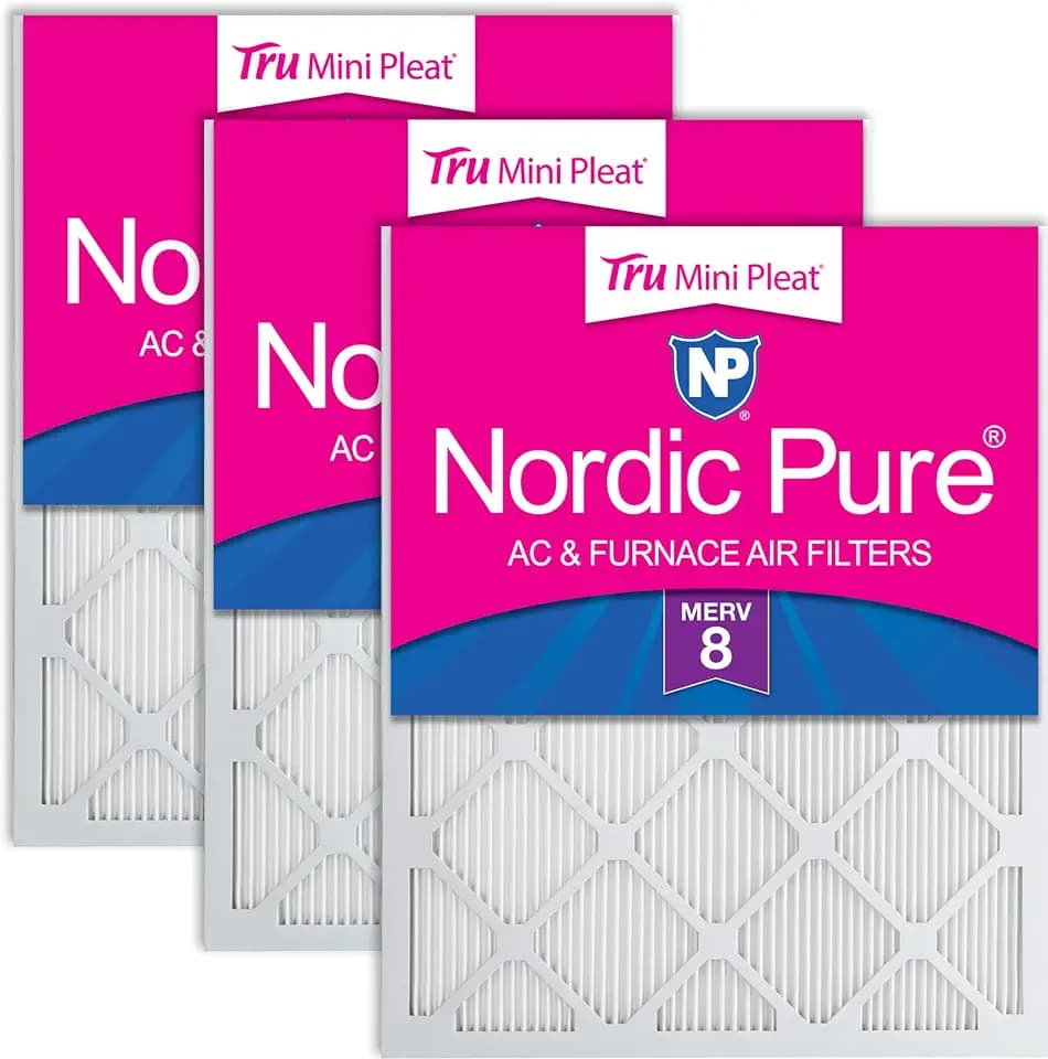 Nordic Pure 18x25x1 Tru Mini Pleat MERV 8 AC Furnace Air Filters 3 Pack