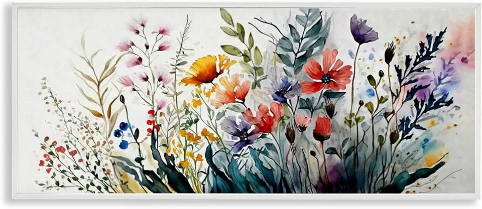 Bold Floral Hues Blooming Nature, 13 x 30 Inch Framed Giclée Print