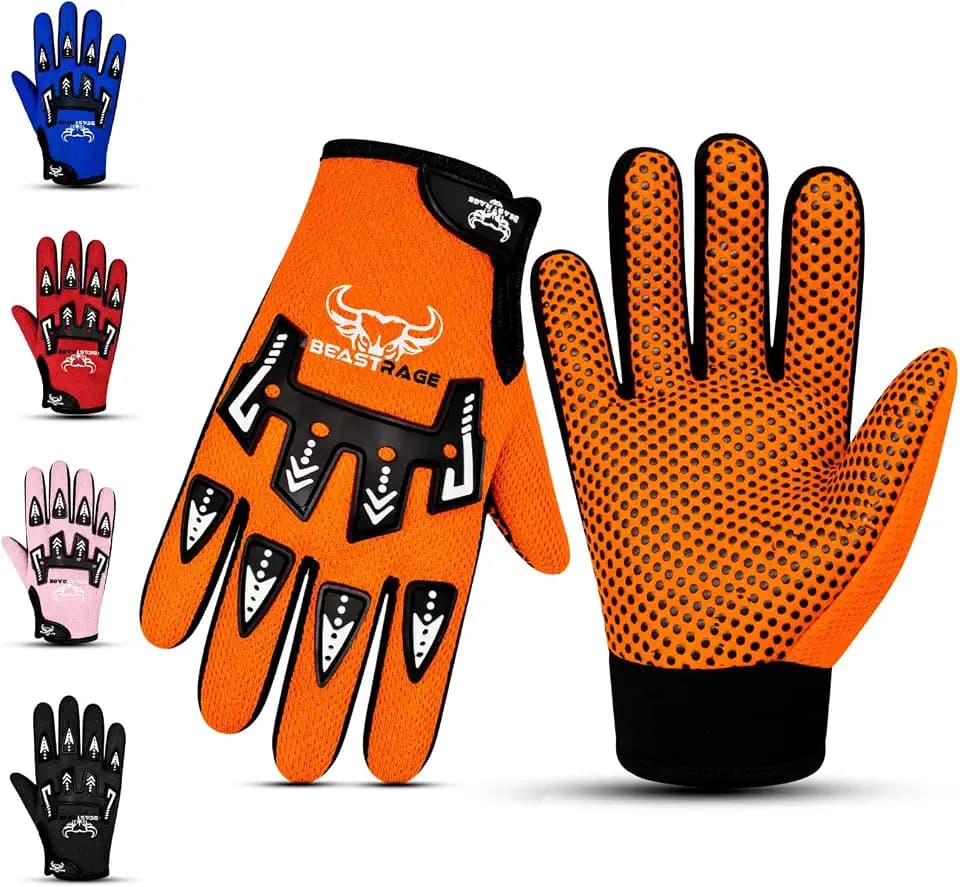 BEAST RAGE Kinder-Fahrradhandschuhe – Motocross- und BMX-Fahrradhandschuhe für Jungen und Mädchen, Rutschfester Griff, atmungsaktive, leichte Dirtbike- und Motorradhandschuhe für Kinder