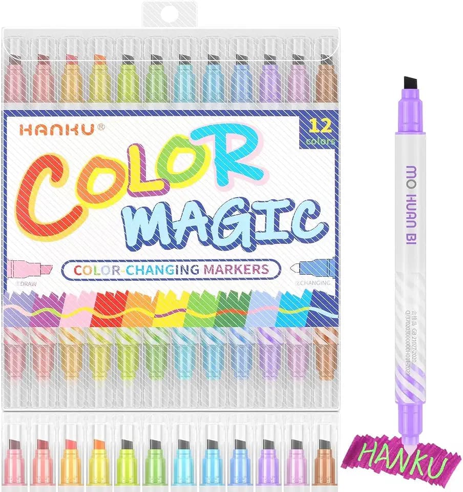 HANKU 12-Count Magic Color Changing Dual Tip Markers