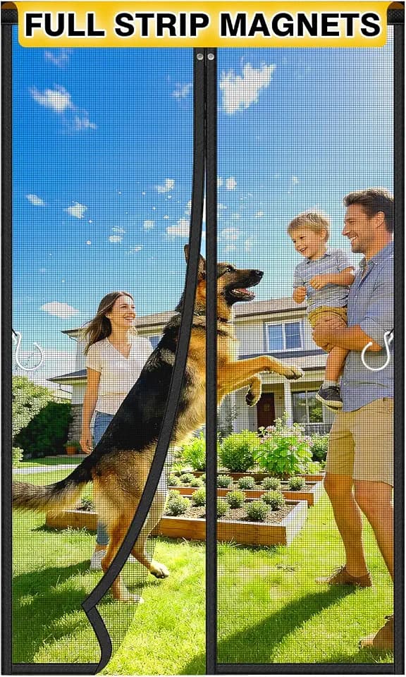 HOFUDON Heavy Duty Magnetic Screen Door, Fits 36 x 80 Inch Doors, Black