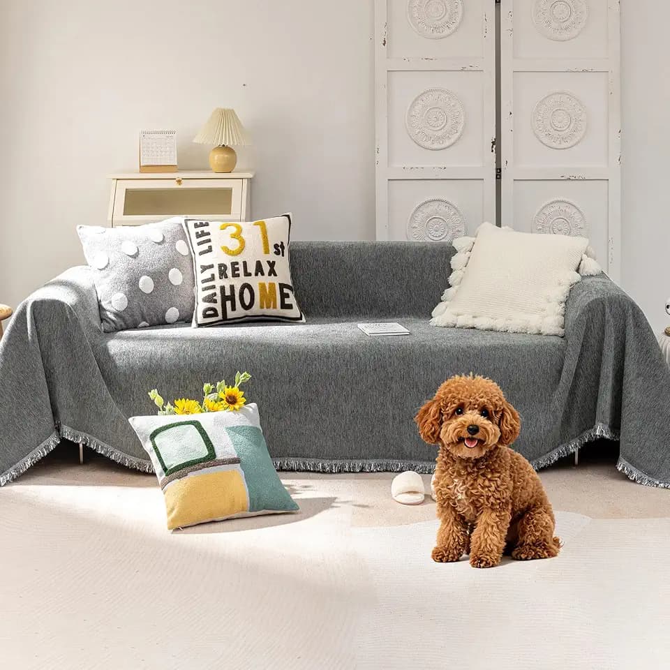 VClife Boho Gray Couch Cover Loveseat Cover Furniture Protector 71 x 102