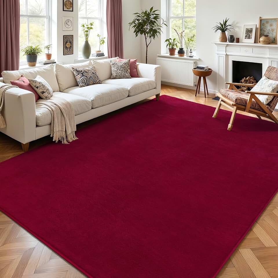 AROGAN 5x7 Area Rugs for Living Room Non Slip Dorm Bedroom Rug, Wine Red