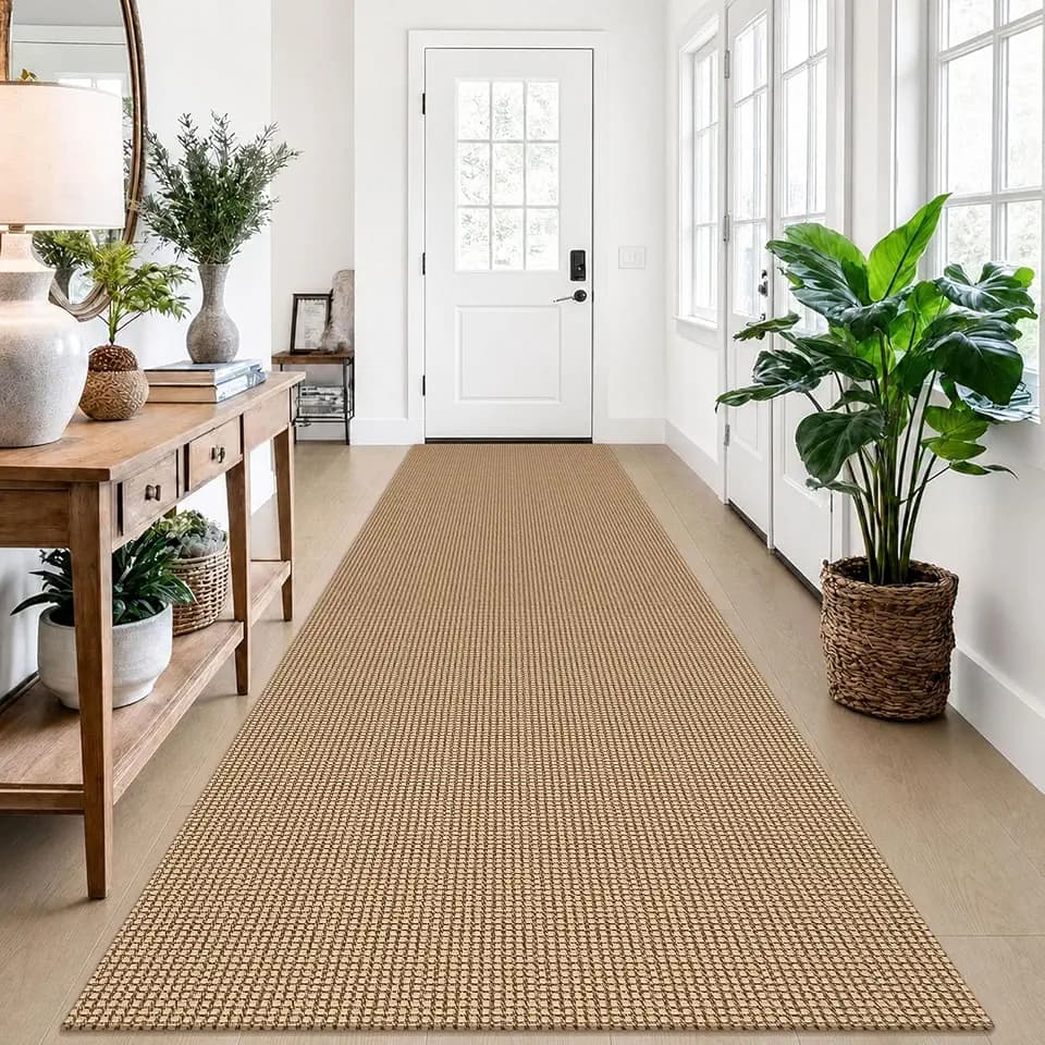 EARTHALL Runner Rug 3x12 Ft Washable Runners for Hallways Extra Long Woven Non Slip Entryway Runner Braided Kitchen Runner Indoor Outdoor Carpet Runners for Entryway, Hall, Foyers, Orange/Tan/Brown
