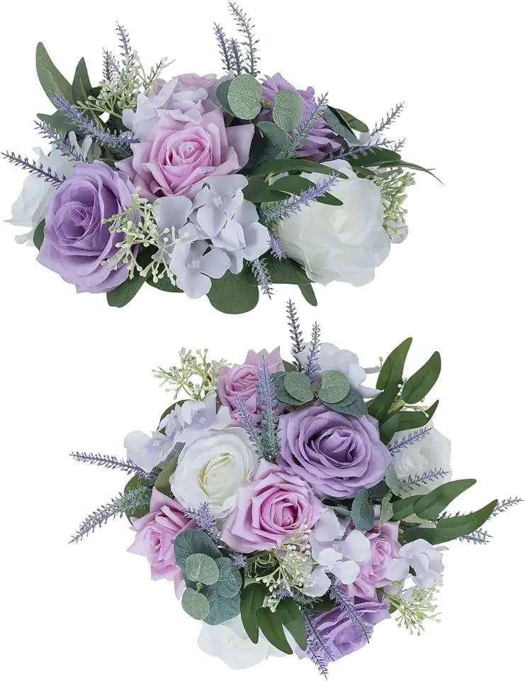 BLOSMON Purple Flowers Artificial for Table Decoration: 2 Pcs, 9.5 Inch