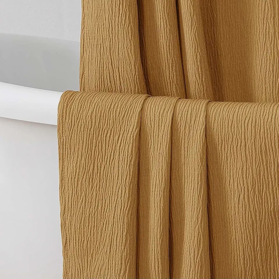 Aiyufeng Fabric Gold Extra Long Shower Curtain for Bathroom, 3D Textured Shower Curtain 96 Inch Long Soft Cloth & Hotel Spa Quality, Large Hotel Bathroom Curtain Boho Style, 72x96 Inches
