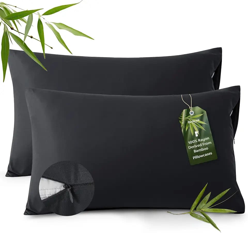 Bedsure Zipper Pillow Cases Queen Size from Rayon Derived from Bamboo