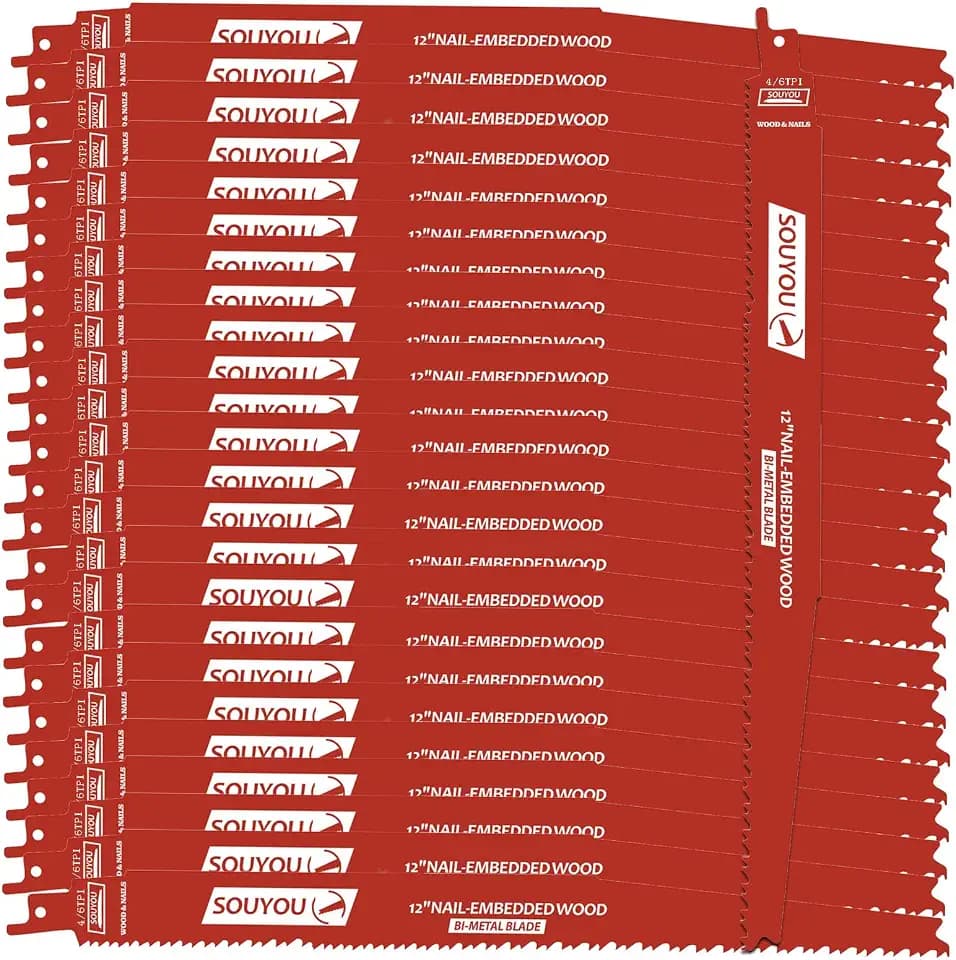 25 Pack 12 Inch 4/6 Tpi Reciprocating Saw Blades Bi-Metal with Perma-Shield Coating Stud and Nail Saw-zall Blades Saw-zall Blades for Cutting Embedded Wood Metals PVC Pallets etc