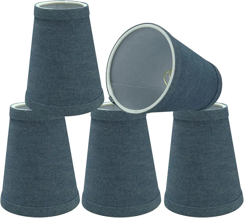 Aspen Creative 32660-5 Small Hardback Empire Shape Chandelier Set (5 Pack), Transitional Design in Washing Blue, 4" Bottom Width (2 1/2" x 4" x 5") Clip ON LAMP Shade