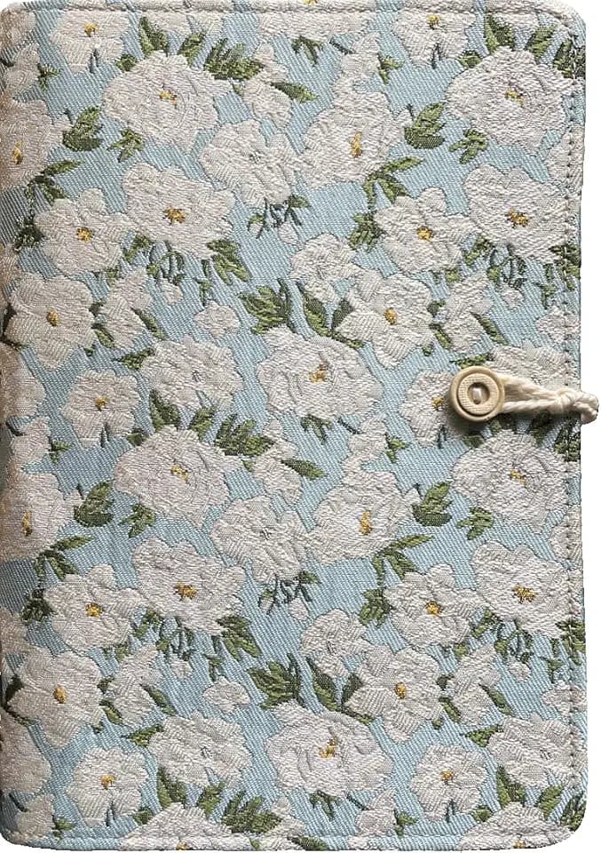 A5 Binder 6 Ring, Embroidered Flower Journal, Refillable Notebook, 6"x8", A5 Sketchbook, Travel Journal for Women, White Gardenia, Binder Notebook, Planner Binder