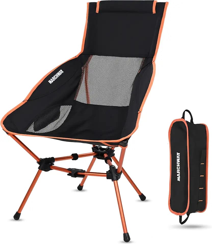 MARCHWAY Lightweight High Back Folding Camping Chair with Head Support