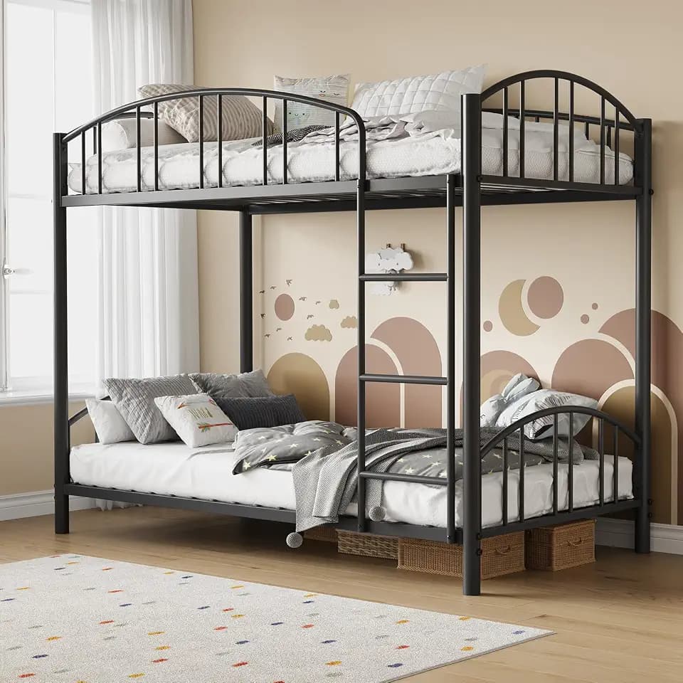 Garvee Bunk Bed Twin Over Twin with Ladder and Guardrail for Kids, Adults