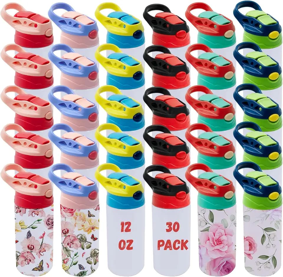 30-pack 12 oz Kids Sublimation Blank Tumbler,Sippy Cup for school