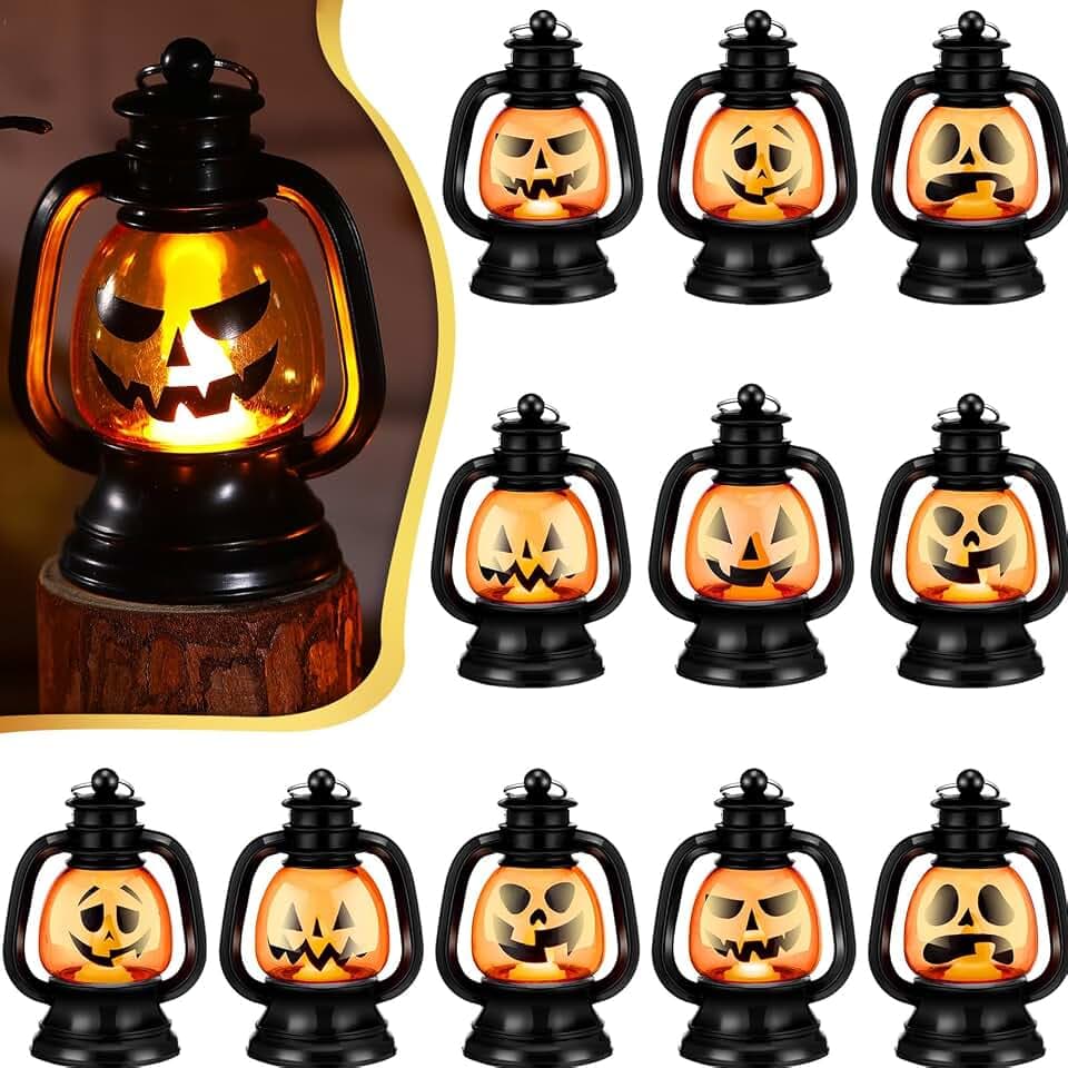 ROCEEI 12 Pcs Halloween Mini Pumpkin Lantern 3.54" Jack O Lantern