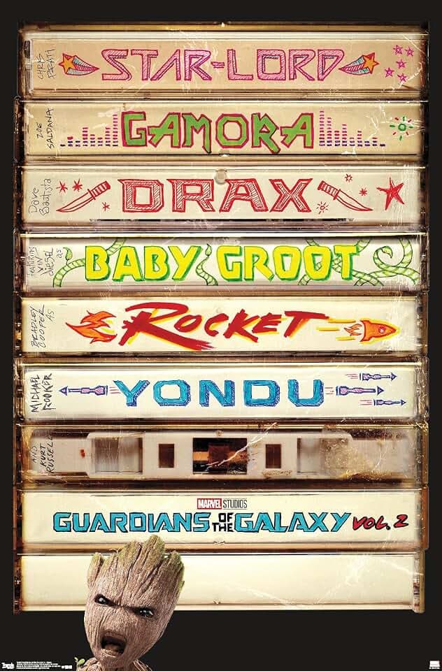 Trends International Marvel Cinematic Universe - Guardians of the Galaxy 2 - Tapes Wall Poster, 22.375" x 34", Premium Unframed Version