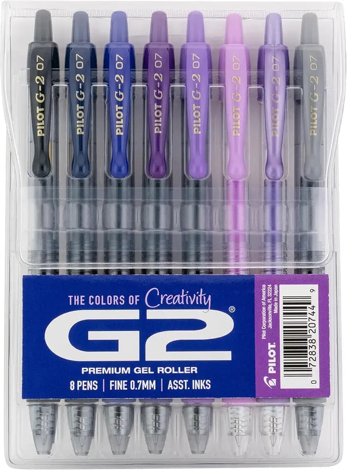PILOT G2 Premium Gel Roller Pens, G2 Boost Purple, Fine Point 0.7mm, 8-Pack