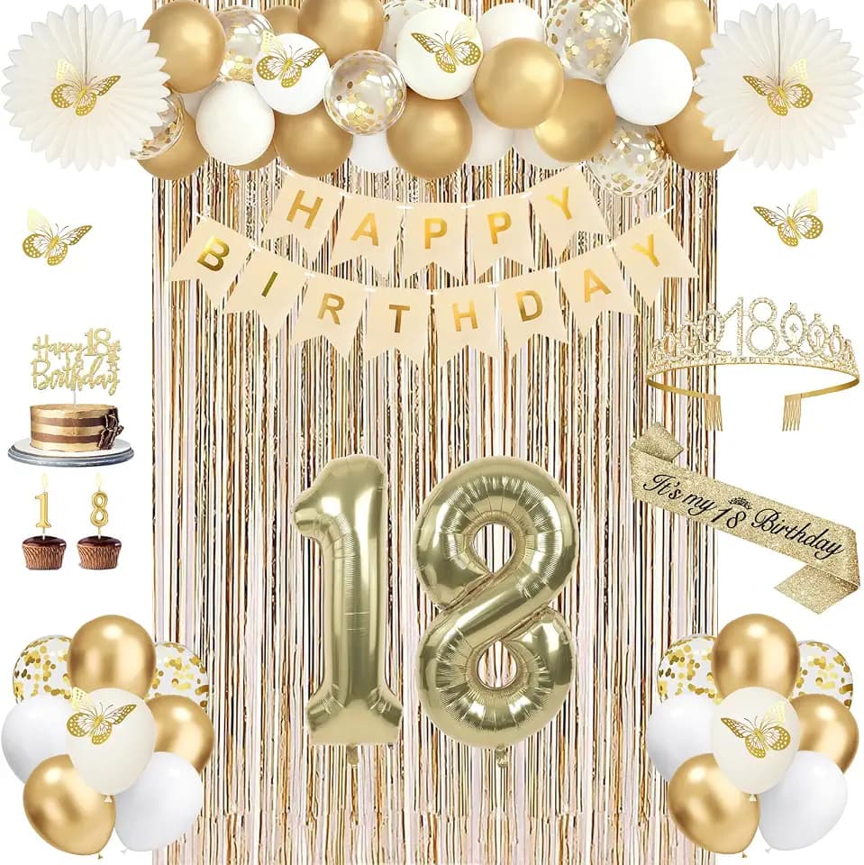 Juesly 18th Birthday Decorations for Girls Champagne Gold 50pcs