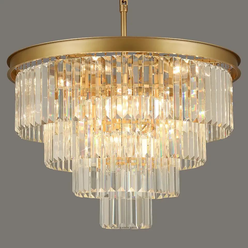 Weesalife Gold Crystal Chandeliers for Dining Room,15-Lights D24 Inch