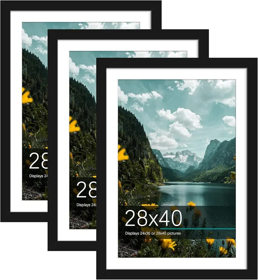 Picrit 28x40 Black Poster Frame, Picture Frame for Wall, 3 Pack