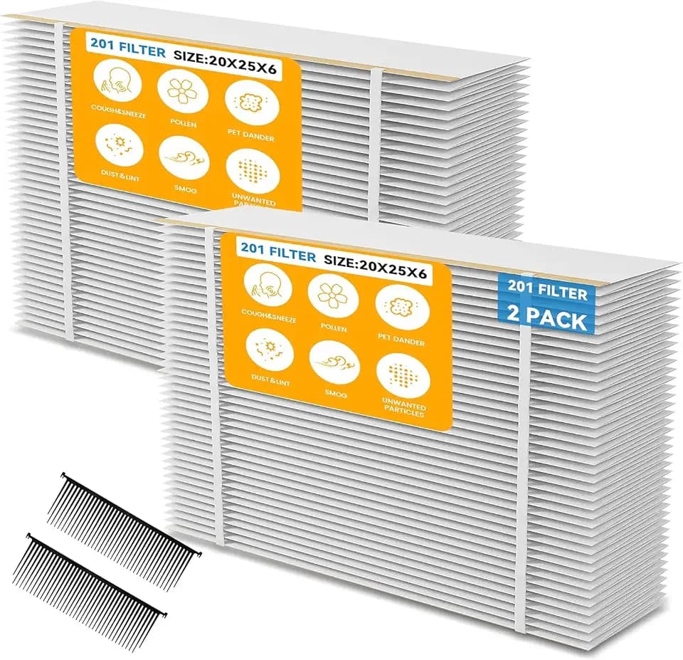 2 Pack 201 Replacement Filter MERV 10 Compatible with Aprilaire 2200, 2250, Space Gard 2200 Whole House Air Cleaner Purifiers and Lennox PMAC-20C,Lennox X0445.(Incloud 2 PCS Pleat Spacers)