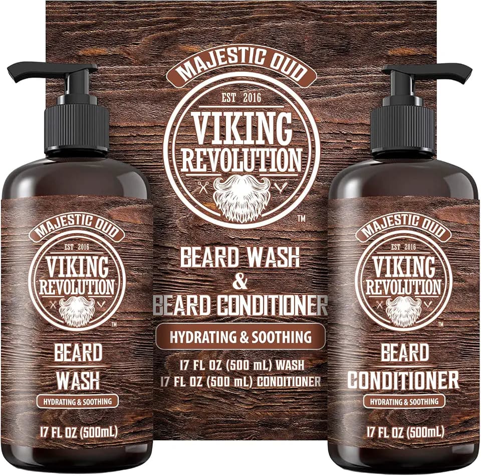 Viking Revolution Beard Wash & Conditioner Set - Majestic Oud - 17 oz