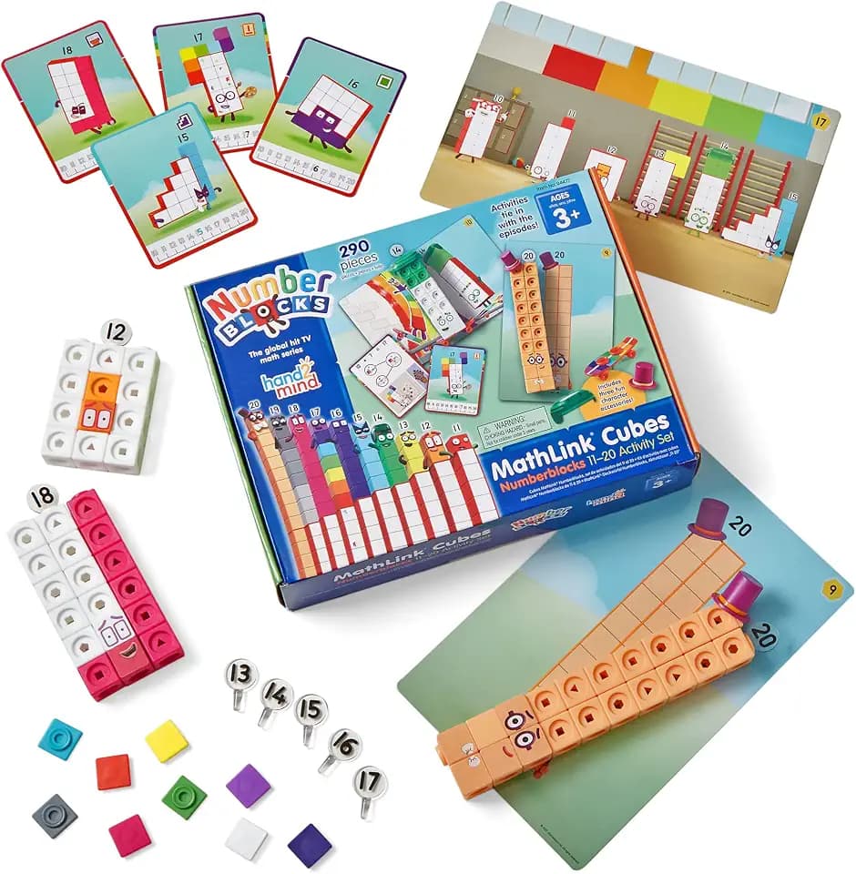 hand2mind MathLink Cubes Numberblocks 11-20 Activity Set, Ages 3+