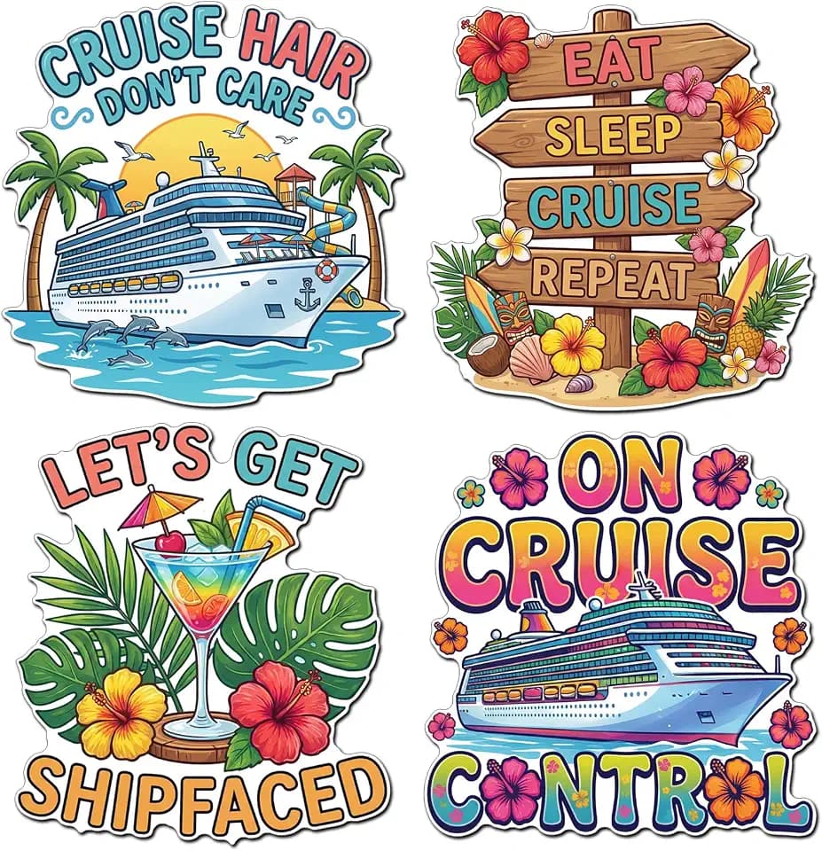 Hoteam 4 Pcs Tropical Cruise Door Decorations Magnetic Cruise Door Magnet