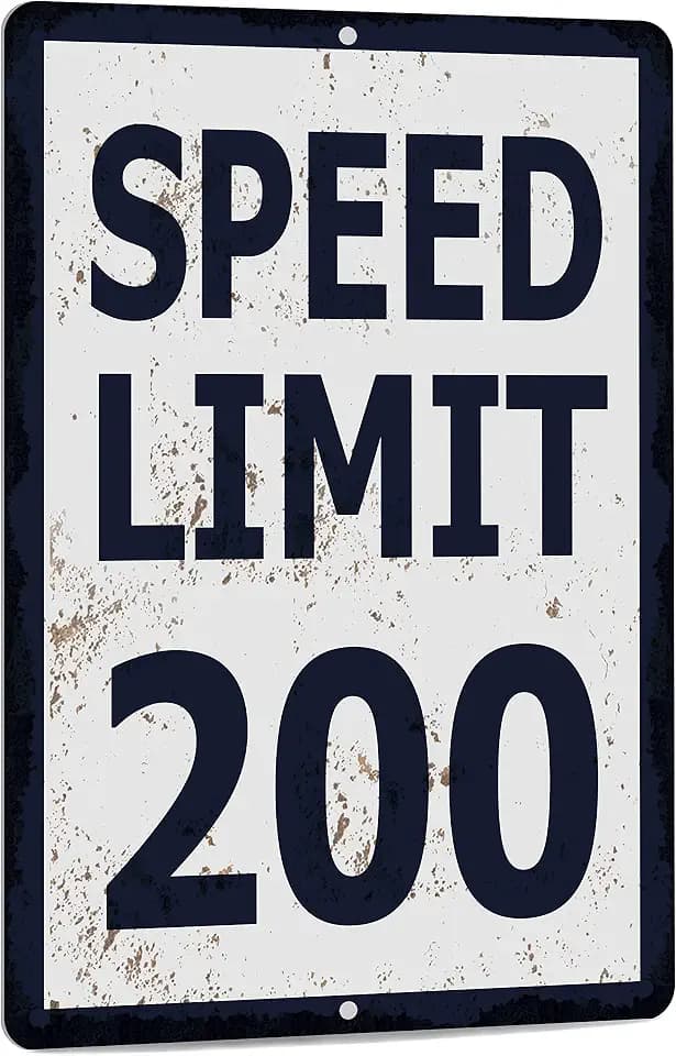 Funny Mechanic Metal Tin Sign Wall Decor Man Cave Bar Speed Limit 200 MPH