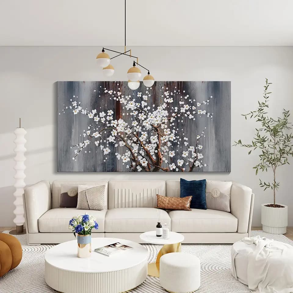 Large Canvas Wall Art Plum Blossom Wall Art Brown Wall Decor Living Room Bedroom Pictures for Wall Over Bed Framed Artwork for Wall Modern Canvas Paintings for Wall Decorations Office Decor 30×60