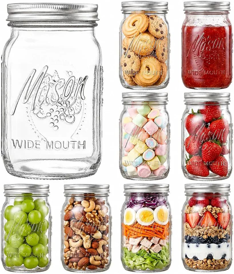 SUT 32 oz Wide Mouth Mason Jars, 9 Pack with Airtight Lids and Bands
