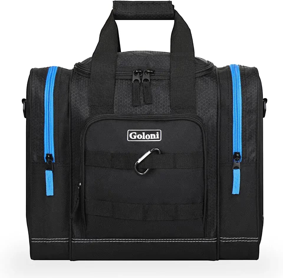 Goloni 1 Ball Bowling Bag for Men, Durable Bowling Tote with Padded Holder & Ventilated Shoe Compartment (Fits Size 14)
