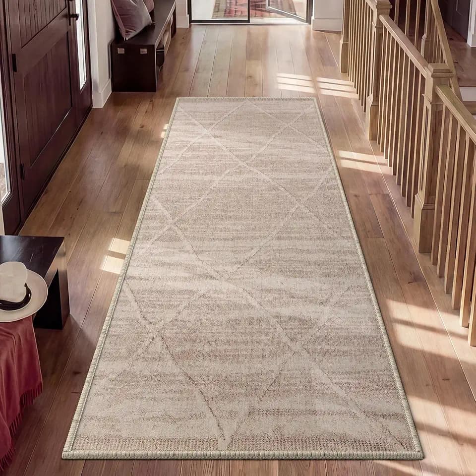 Hallway Runner Rug 2x8, Non Slip Washable Kitchen Runners Mat, Thin Entryway Floor Mat Fit Under Door, Soft Low Pile Indoor Carpet for Laundry, Morning Dawn