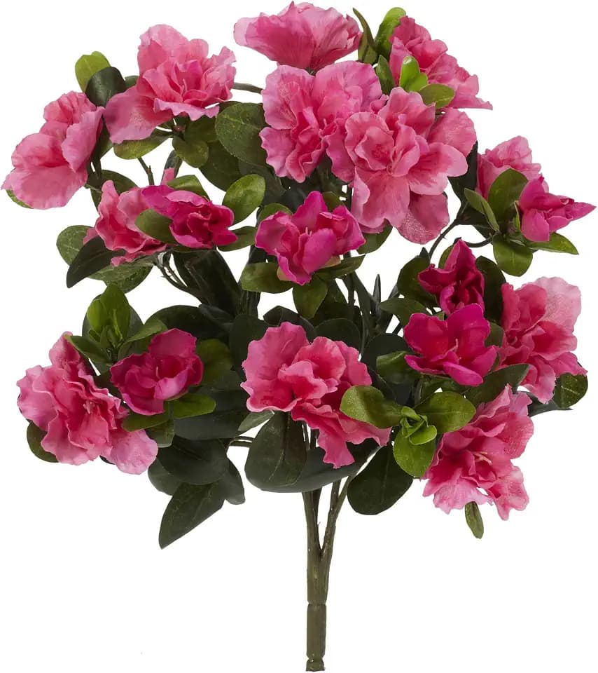 Nearly Natural 13 in Artificial Azalea Pink Flowers Bedroom Decor Set of 4