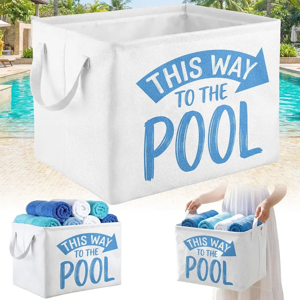Yungyan Pool Towel Storage Basket Holder Organizer Bin This Way toThe Pool