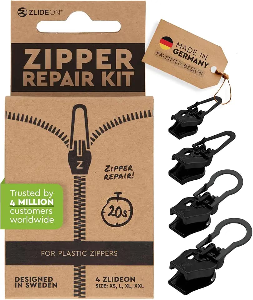 Reißverschluss Reparaturset für Kunststoffreißverschlüsse - 4pcs - Schwarz