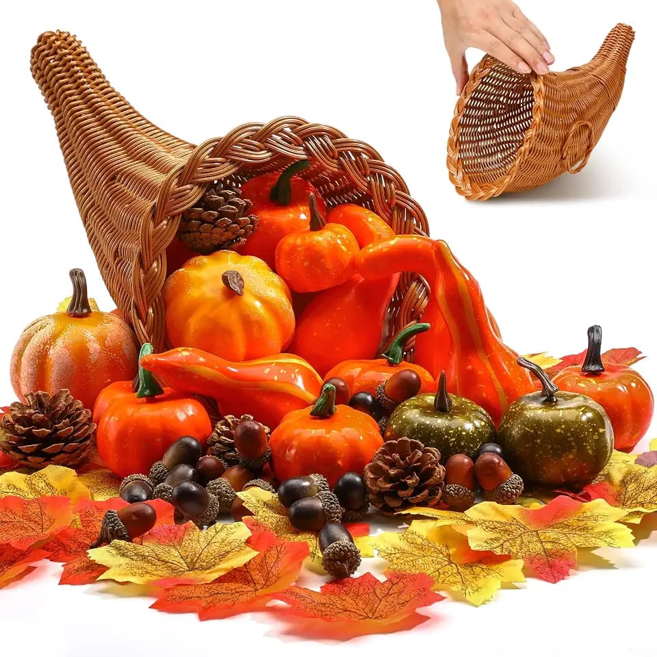 Fall Cornucopia Basket Fall Table Centerpieces 13.78'', Classic