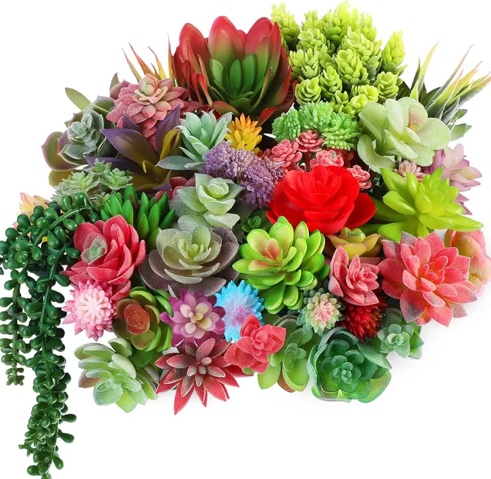 WILLBOND 50 Pcs 50 Pcs Bulk Mini Artificial Succulents Plants, Large Style