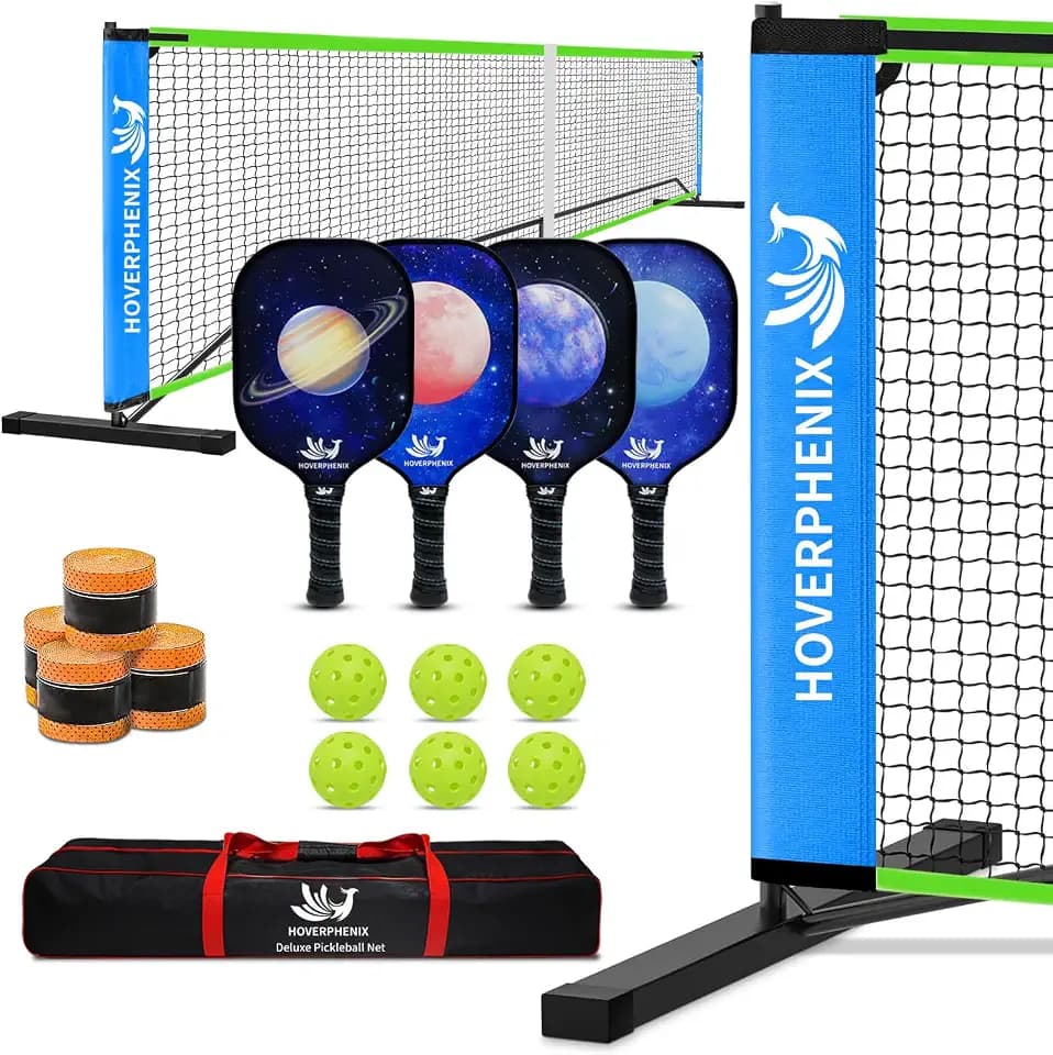 Portable Pickleball Net Set, 22FT Pickle Ball Net with Paddle Set of 4