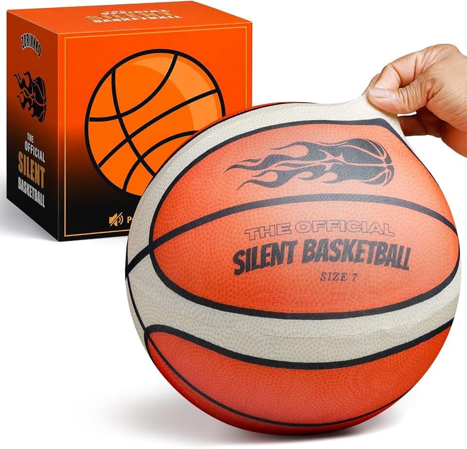 Silent Basketball with Cover Size 7 High Bounce Indoor Airless Foam Ball for Quiet Traning Basketball Soundless for Dribbling,Training Gear for Indoor Practice