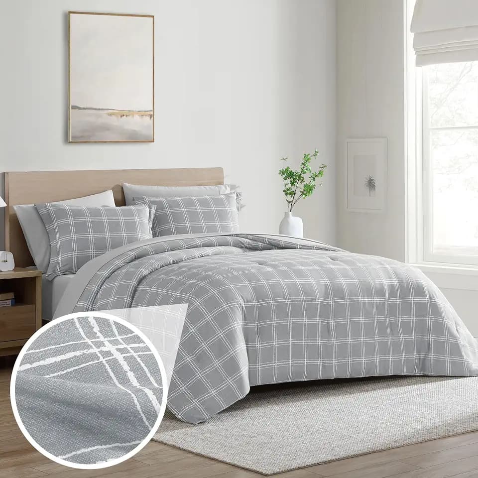 Cathay Home Twin Comforter Set, 6 Pieces Bed in a Bag, Grey